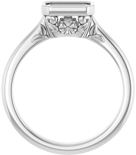 Sužadėtuvių Žiedas „Bezel-Set“ 14k white gold Emerald 7mm x 5mm (2)