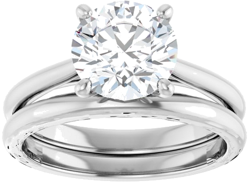 14K White 8 mm Round Solitaire Engagement Ring Mounting (8)