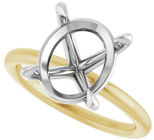 Sužadėtuvių Žiedas „Claw-Prong Solitaire“ 14k yellow/white gold Oval 12mm x 10mm (5)