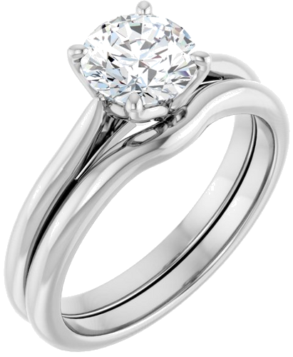14K White  6.5 mm Round Solitaire Engagement Ring Mounting (6)