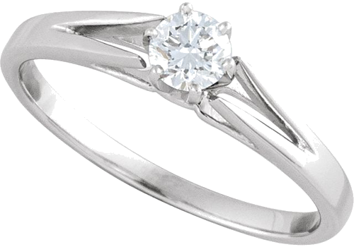 Sužadėtuvių Žiedas „Solitaire“ 14k white gold Round 4.1mm (6)