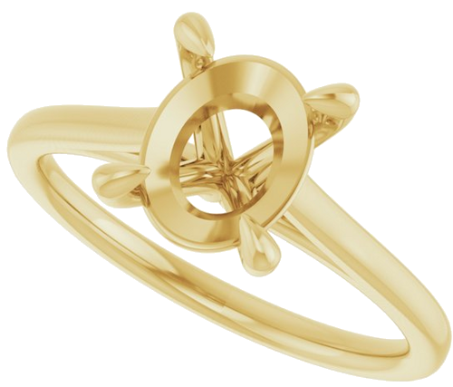 14K Yellow  9x7 mm Oval Solitaire Engagement Ring Mounting (5)