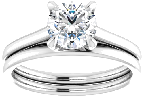 10K White  6.5 mm Round Solitaire Engagement Ring Mounting (8)