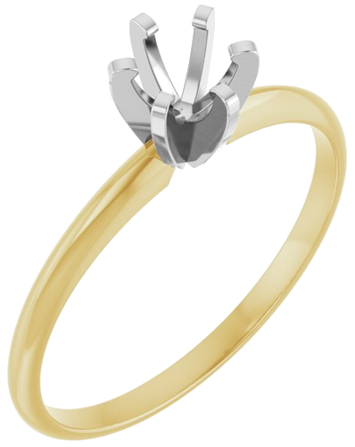 14K Yellow White 4.2-4.9 mm Round 6-Prong Solitaire Engagement Ring Mounting (1)