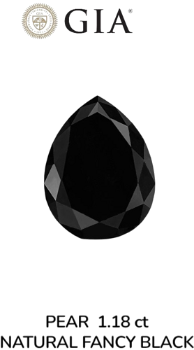 1.18 carat Fancy Black-VVS2 Natūralus Pear Deimantas (1)