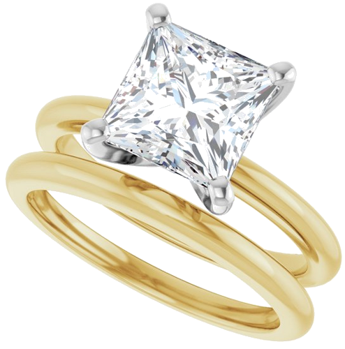 Sužadėtuvių Žiedas 14k yellow/white gold Square 7.5mm (10)