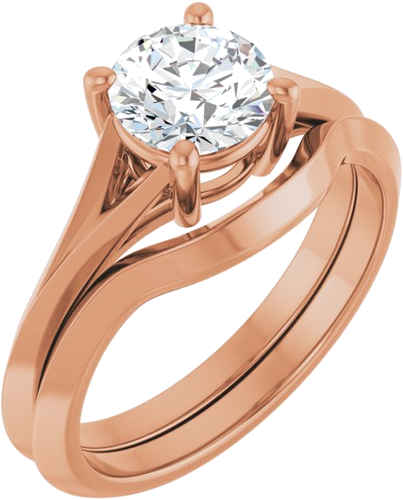Sužadėtuvių Žiedas „Solitaire Split Shank“ 14k rose gold Round 6.5mm (6)