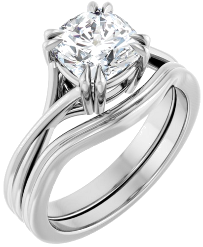 Sužadėtuvių Žiedas „Double Claw-Prong Solitaire Criss-Cross“ 14k white gold Cushion 7mm (6)