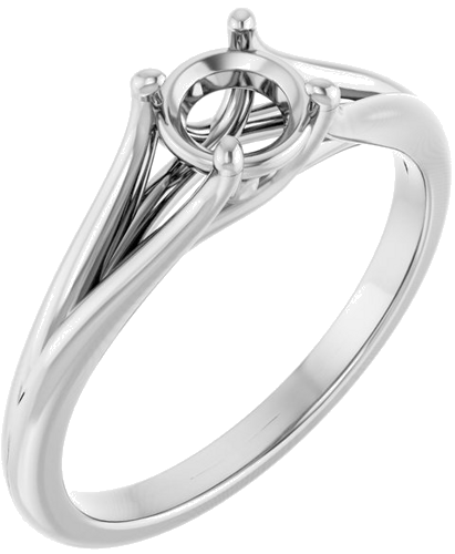 14K White 5.2 mm Round Solitaire Engagement Ring Mounting (1)