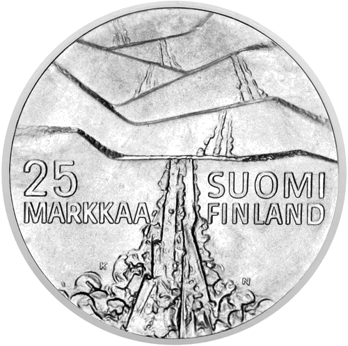 25 марки LAHTI световно първенство по ски бягане 1978 Финландия сребърна монета (2)