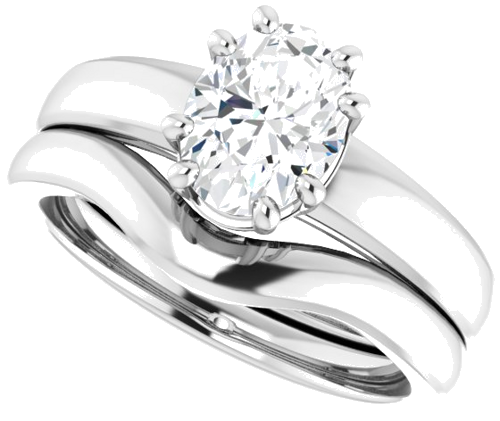 Sužadėtuvių Žiedas „Split-Prong Solitaire“ 14k white gold Oval 8mm x 6mm (10)