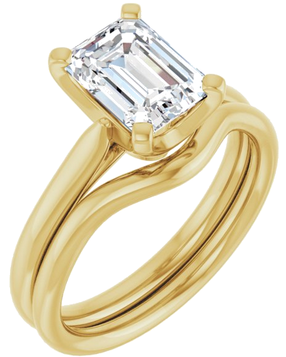 Sužadėtuvių Žiedas „Solitaire“ 585 Geltonojo Aukso Emerald 8mm x 6mm (6)