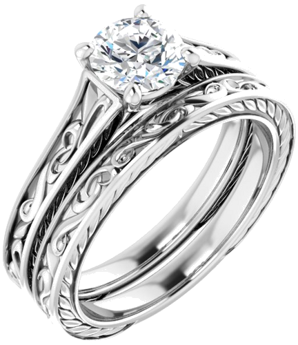 Sužadėtuvių Žiedas „Scroll Solitaire“ 925 Sidabro Round 6mm (6)