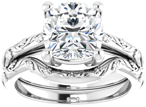 Sužadėtuvių Žiedas „Solitaire“ 14k white gold Cushion 8mm (8)