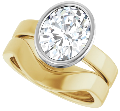 Sužadėtuvių Žiedas „Bezel-Set Solitaire“ 14k yellow/white gold Oval 10mm x 8mm (10)