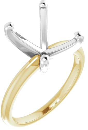 14K Yellow   White  14x10 mm Oval Solitaire Engagement Ring Mounting (1)