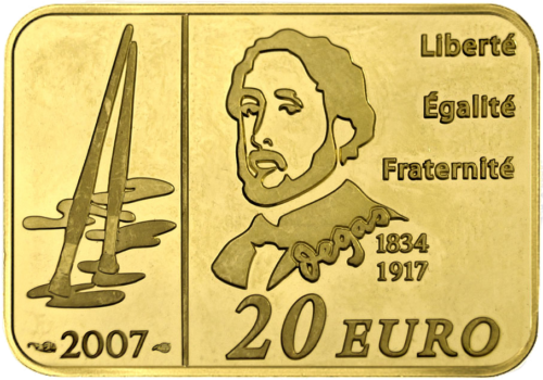 2007 Франция Эдгар Дега 20 евро золотая монета (2)