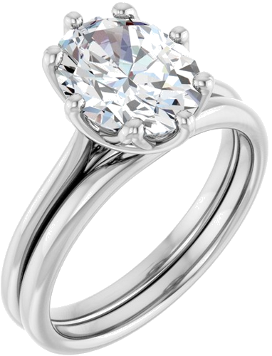 Sužadėtuvių Žiedas „Solitaire“ 14k white gold Oval 10mm x 8mm (6)