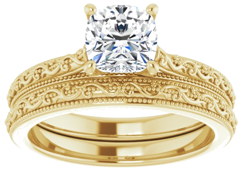 Sužadėtuvių Žiedas „Solitaire Sculptural“ 14k yellow gold Cushion 6mm (8)
