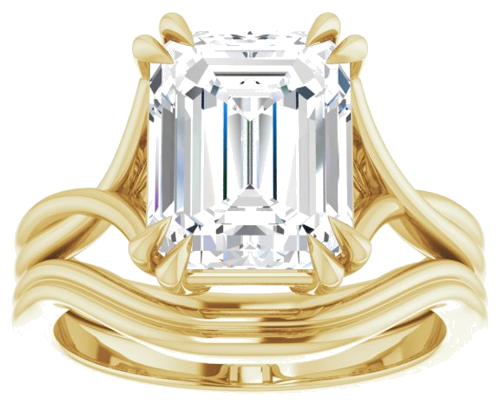 Sužadėtuvių Žiedas „Solitaire“ 585 Geltonojo Aukso Emerald 10mm x 8mm (8)