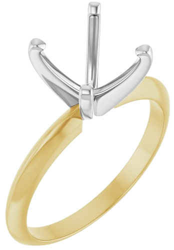 14K Yellow White 8.6-9.1 mm Round 4-Prong Light Solitaire Ring Mounting (1)