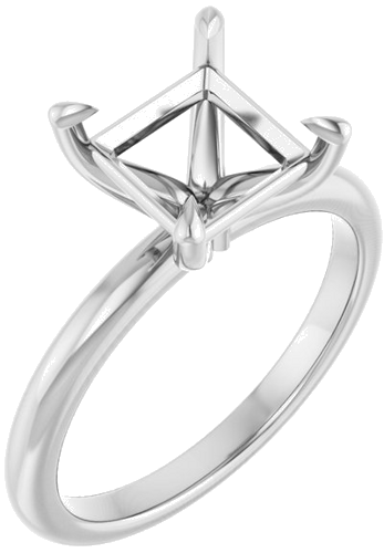 Sužadėtuvių Žiedas „Claw-Prong“ 14k white gold Square 7mm (1)