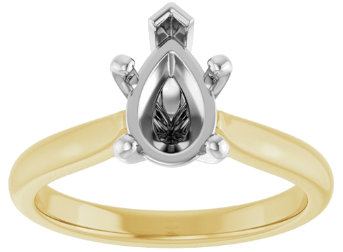 Sužadėtuvių Žiedas 14k yellow/white gold Pear 9mm x 6mm (3)
