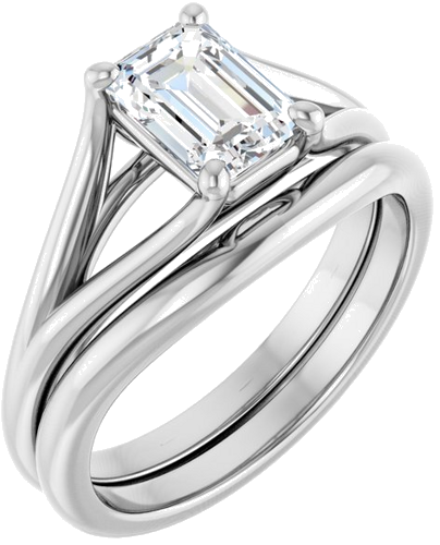 Sužadėtuvių Žiedas „Solitaire“ 14k white gold Emerald 7mm x 5mm (6)