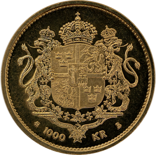 1000 kronų Carl XVI Gustaf 1996 Karaliaus gimimas Švedija auksinė moneta (2)
