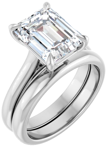 Sužadėtuvių Žiedas „Claw-Prong“ 14k white gold Emerald 10mm x 8mm (6)