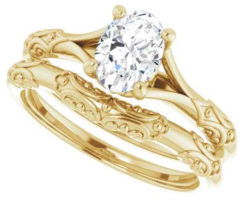 Sužadėtuvių Žiedas „Solitaire Sculptural“ 14k yellow gold Oval 7mm x 5mm (10)