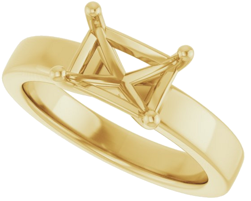 14K Yellow 8x6 mm Emerald Solitaire Engagement Ring Mounting (5)