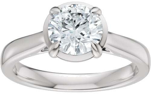 Sužadėtuvių Žiedas „Claw-Prong Solitaire Bezel-Style“ 14k white gold Round 8mm (3)