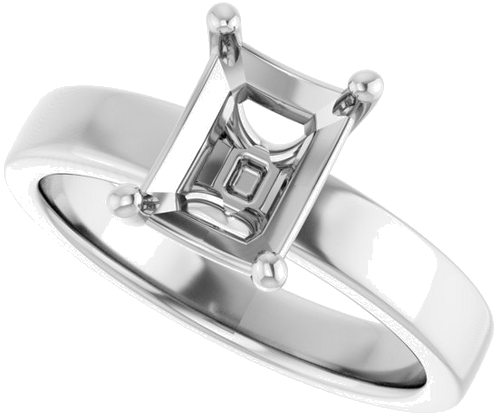 Sužadėtuvių Žiedas „Solitaire“ 14k white gold Emerald 8mm x 6mm (5)