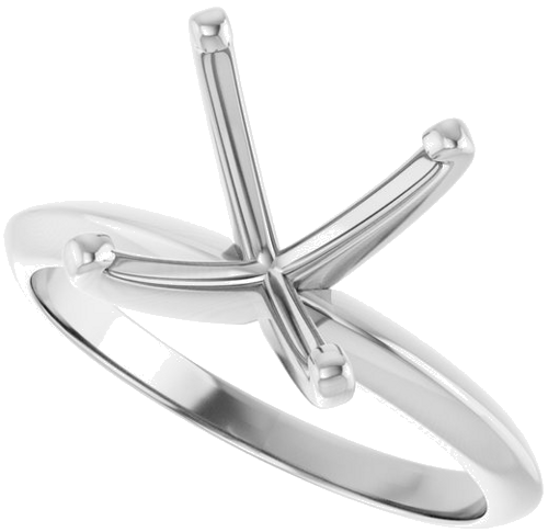 14K White 10.2-10.6 mm Round 4-Prong Light Solitaire Ring Mounting (5)