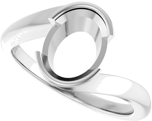 Sužadėtuvių Žiedas „Half-Bezel Solitaire“ 14k white gold Oval 9mm x 7mm (5)