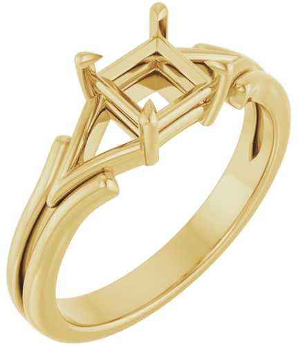 Sužadėtuvių Žiedas „Claw-Prong Solitaire“ 14k yellow gold Square 5mm (1)