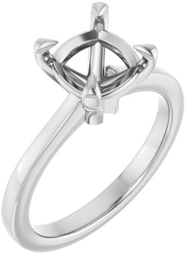 Sužadėtuvių Žiedas „Claw-Prong“ 14k white gold Cushion 7.5mm (1)