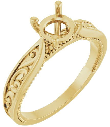 Sužadėtuvių Žiedas „Solitaire Vintage-Inspired“ 14k yellow gold Round 6.5mm (1)