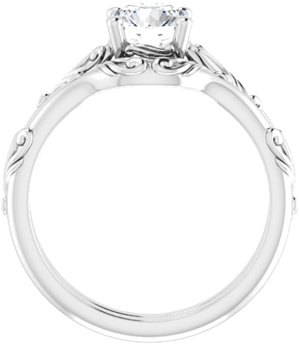 14K White 6.5 mm Round Solitaire Scroll Engagement Ring Mounting (7)