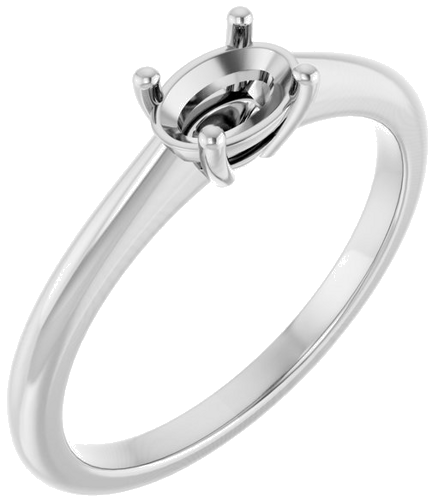 Sužadėtuvių Žiedas „Solitaire“ 14k white gold Oval 6mm x 4mm (1)