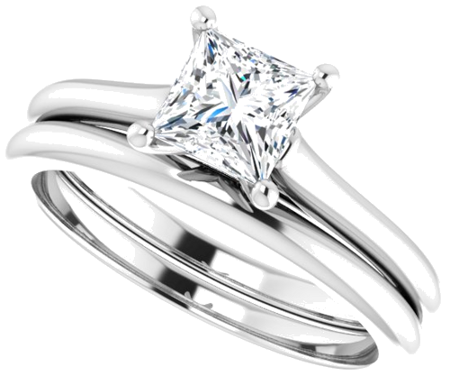 14K White 5 mm Square Solitaire Engagement Ring Mounting (10)