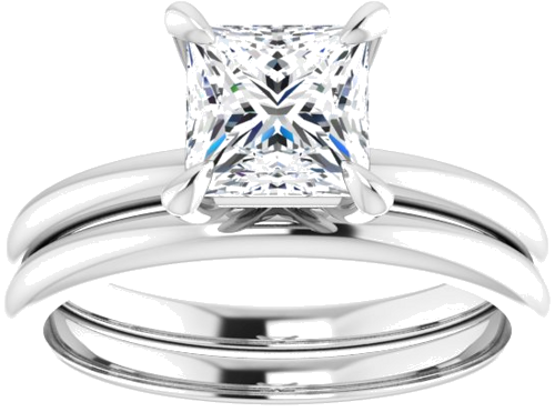 Sužadėtuvių Žiedas „Solitaire“ 585 Baltojo Aukso Square 6mm (8)