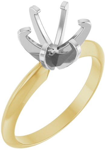 14K Yellow White 7.4 mm Round Engagement Ring Mounting (1)