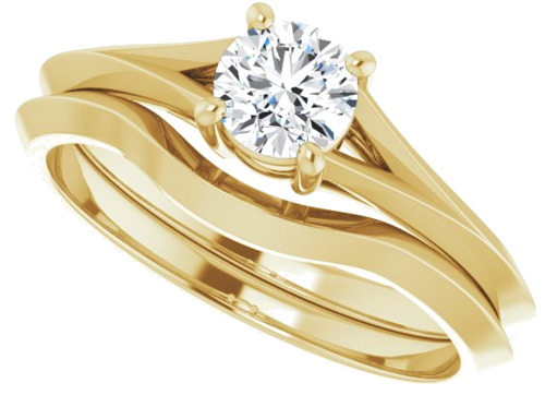 Sužadėtuvių Žiedas „Solitaire Split Shank“ 14k yellow gold Round 4.8mm (10)