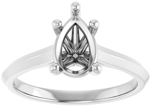 14K White 9x6 mm Pear Solitaire Engagement Ring Mounting (3)