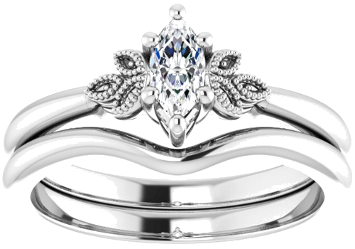 Sužadėtuvių Žiedas „Solitaire“ 14k white gold Marquise 6mm x 3mm (8)