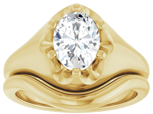 Sužadėtuvių Žiedas „Solitaire Belcher“ 14k yellow gold Oval 8mm x 6mm (8)