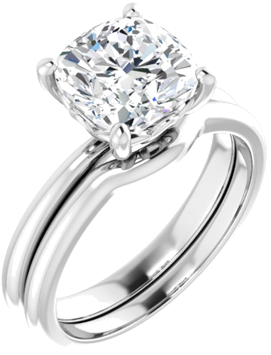 14K White 8 mm Cushion Solitaire Engagement Ring Mounting (6)