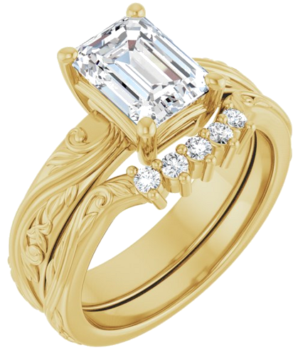 Sužadėtuvių Žiedas „Solitaire Sculptural“ 14k yellow gold Emerald 8mm x 6mm (6)